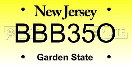 BBB35O New Jersey License Plate