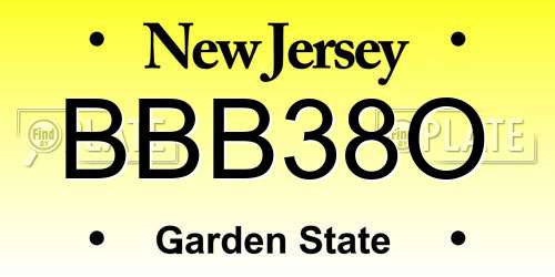 BBB38O New Jersey License Plate