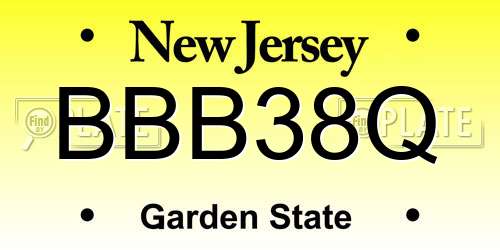 BBB38Q New Jersey License Plate