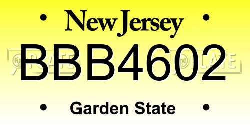 BBB4602 New Jersey License Plate