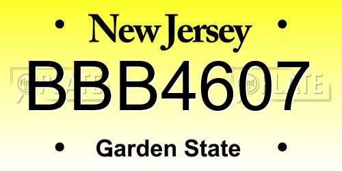 BBB4607 New Jersey License Plate