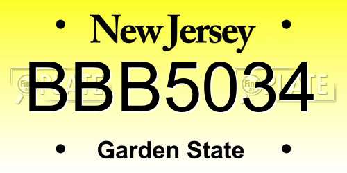 BBB5034 New Jersey License Plate