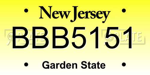 BBB5151 New Jersey License Plate