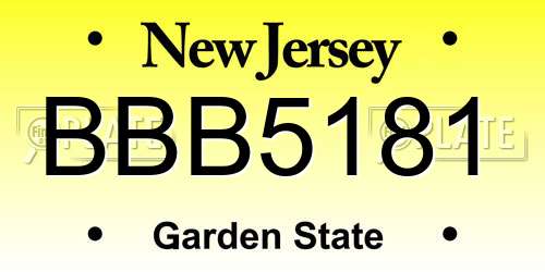 BBB5181 New Jersey License Plate