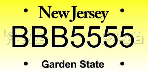 BBB5555 New Jersey License Plate