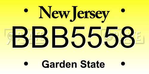 BBB5558 New Jersey License Plate