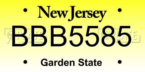 BBB5585 New Jersey License Plate