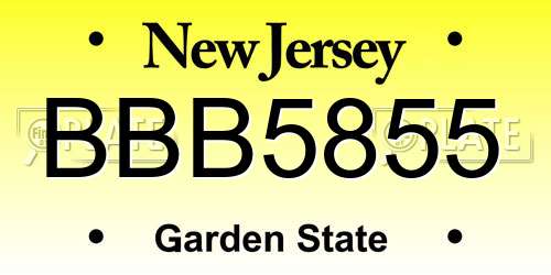 BBB5855 New Jersey License Plate