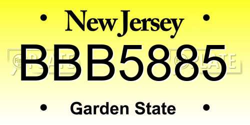 BBB5885 New Jersey License Plate