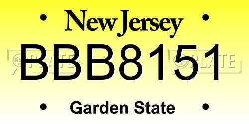 BBB8151 New Jersey License Plate