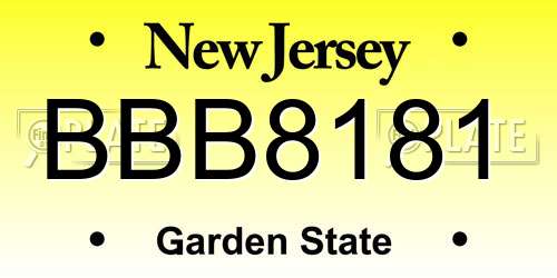 BBB8181 New Jersey License Plate