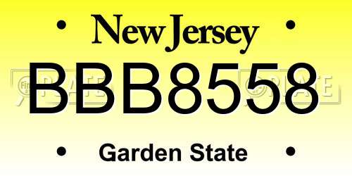 BBB8558 New Jersey License Plate