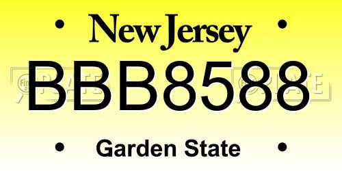 BBB8588 New Jersey License Plate