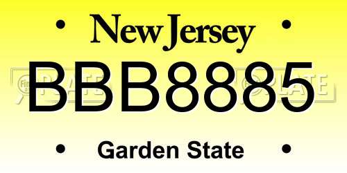 BBB8885 New Jersey License Plate