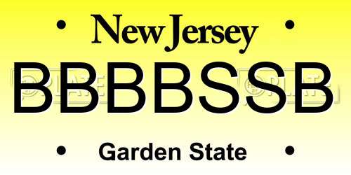 BBBBSSB New Jersey License Plate