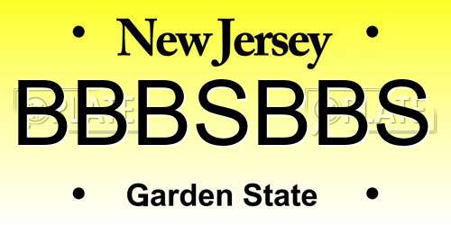 BBBSBBS New Jersey License Plate