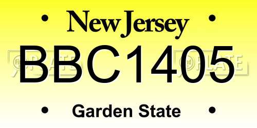 BBC1405 New Jersey License Plate