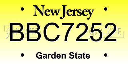BBC7252 New Jersey License Plate