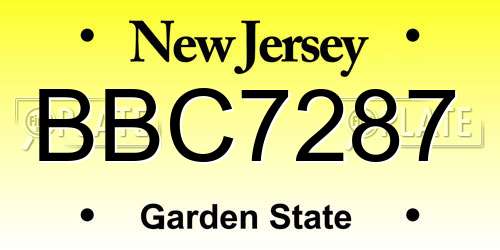 BBC7287 New Jersey License Plate