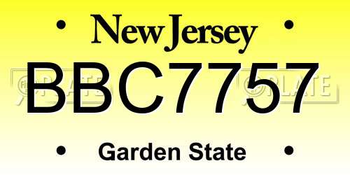 BBC7757 New Jersey License Plate