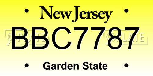 BBC7787 New Jersey License Plate