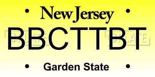 BBCTTBT New Jersey License Plate