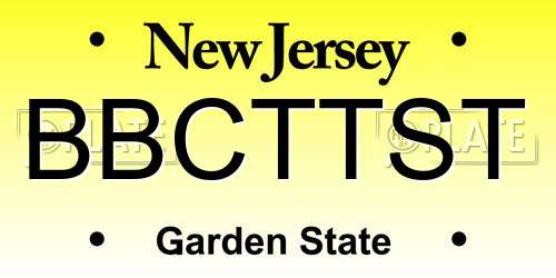 BBCTTST New Jersey License Plate