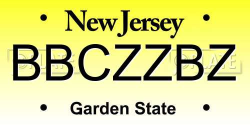 BBCZZBZ New Jersey License Plate