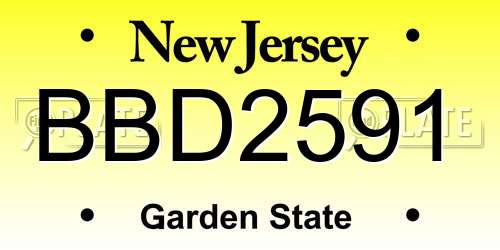 BBD2591 New Jersey License Plate