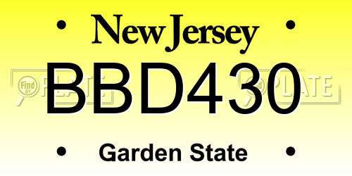 BBD430 New Jersey License Plate