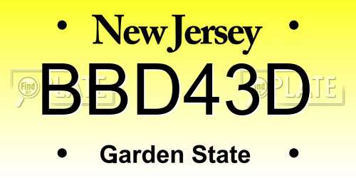 BBD43D New Jersey License Plate