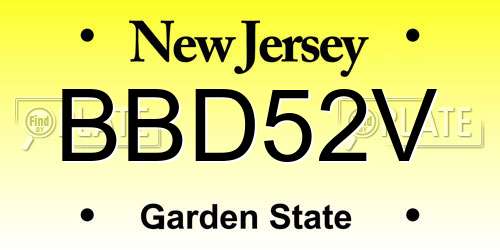 BBD52V New Jersey License Plate
