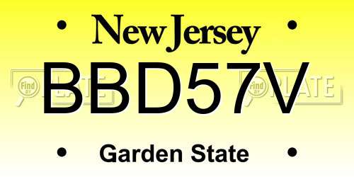 BBD57V New Jersey License Plate