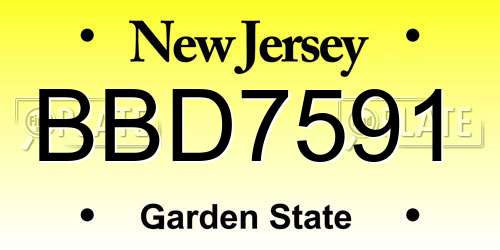 BBD7591 New Jersey License Plate