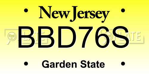 BBD76S New Jersey License Plate