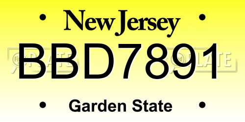 BBD7891 New Jersey License Plate