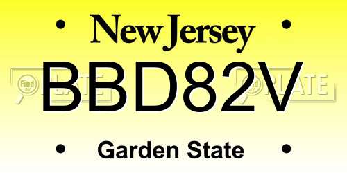 BBD82V New Jersey License Plate