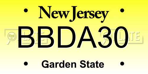BBDA30 New Jersey License Plate
