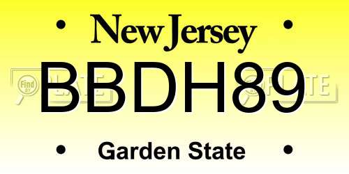 BBDH89 New Jersey License Plate
