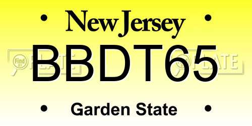 BBDT65 New Jersey License Plate