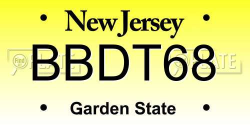 BBDT68 New Jersey License Plate
