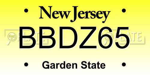 BBDZ65 New Jersey License Plate