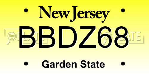 BBDZ68 New Jersey License Plate