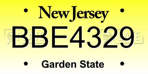 BBE4329 New Jersey License Plate