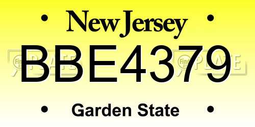 BBE4379 New Jersey License Plate