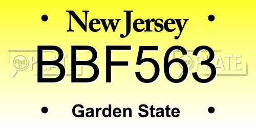 BBF563 New Jersey License Plate