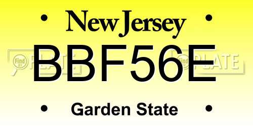BBF56E New Jersey License Plate