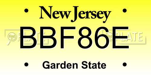 BBF86E New Jersey License Plate