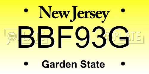 BBF93G New Jersey License Plate