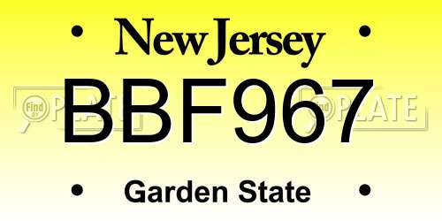 BBF967 New Jersey License Plate